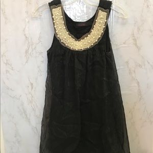 OS Black Tank or Dress with Pearl Collar